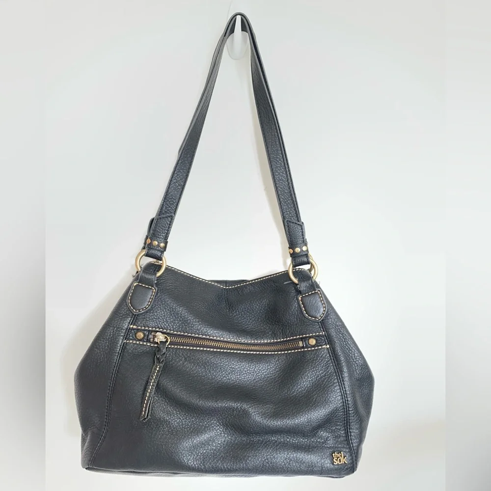 The Sak‎ Dark Gray Soft Pebbled Leather Double Handle Hobo Everyday Bag